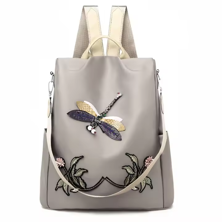 Mochila con bordado de moda para mujer, bolsa de viaje Oxford impermeable de gran capacidad, mochila multifunción para ordenador portátil - 1