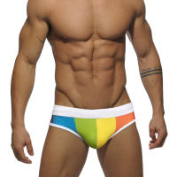 Jessborn calzoncillos de baño para hombre, bañador sexy de rayas gruesas, cintura baja, moda arcoíris, primavera y verano - details 2