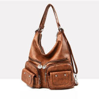 Bolso de mano informal de cuero lavado para mujer, bolso de hombro grande, bolso cruzado de cuero Vintage para mujer - details 11