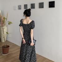 Vestido francés de verano con cuello cuadrado para mujer - details 4