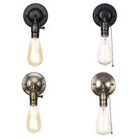 Interruptor de cadena de extracción de luces led de pared, lámpara de pared de dormitorio de hierro Vintage, estilo Retro, Loft cromado, mesita de noche, escalera, Wandlamp - details 4