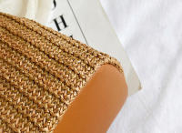 Bolso de paja con cordón para mujer, tejida a mano bandolera de hombro, monedero de compras, bolsos de playa, Verano - details 26