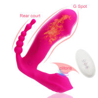 Vibrador portátil 3 en 1, slicone, estimulador anal del clítoris vaginal, carga USB magnética, control remoto, 7 modos, para mujeres y parejas. - details 1