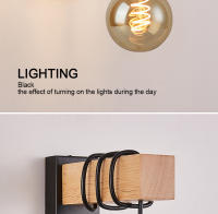 Lámpara de pared LED de madera Retro, accesorio de iluminación Industrial para Loft nocturno, decoración de mesita de noche para habitación, baño y restaurante, E27, 220V, 110V - details 5