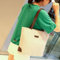 Bolso de mano de lona informal para mujer, bolsa de hombro de gran capacidad, ligera, de compras, de algodón y lino, con asa, de viaje, Hobo - details 1