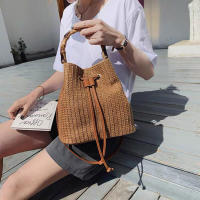 Bolso de paja con cordón para mujer, tejida a mano bandolera de hombro, monedero de compras, bolsos de playa, Verano - details 9