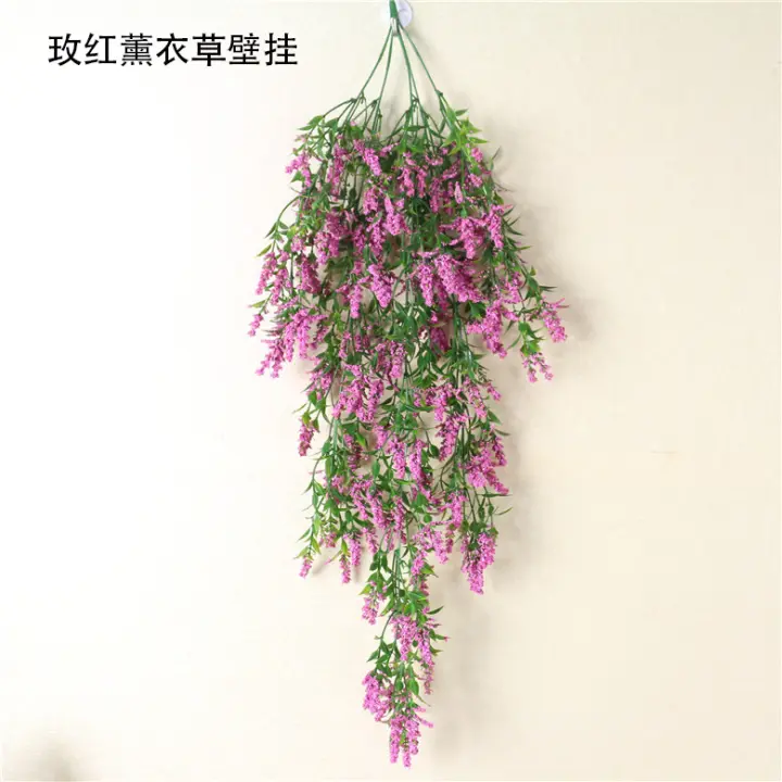 Flores Artificiales de Seda y Plástico NUBECOM Bouquet de Lavanda para Decoración de Bodas y Hogar Plantas Falsas de Rattan Centrales Colgantes en Verano para Interiores y Exteriores - 1