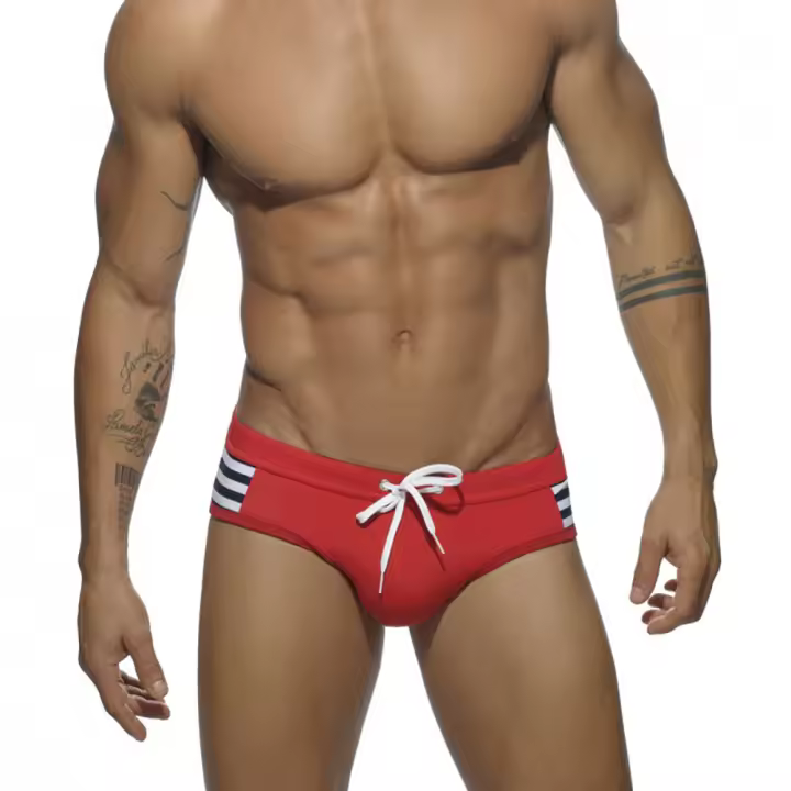 Jessborn calzoncillos de natación para hombre, pantalones cortos de cintura baja a rayas, bañador deportivo para surfear en la playa, primavera caliente - 1