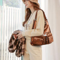 Bolso de mano informal de cuero lavado para mujer, bolso de hombro grande, bolso cruzado de cuero Vintage para mujer - details 2