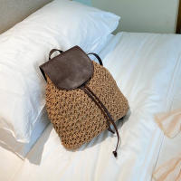 Mochila de Viaje para Mujer en Punto de Crochet con Diseño Boho Estilo Hueco Alhombrado para Hombro y Espalda Ideal para Playa y Verano - details 20