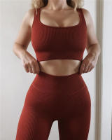 Conjunto de Yoga sin costuras para mujer, camisas de entrenamiento, pantalones deportivos, sujetador, trajes de gimnasio, Leggings de cintura alta para correr, Fitness, ciclismo, pantalones de Yoga - details 5