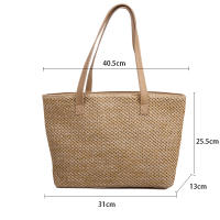 Bolso de paja tejido de gran capacidad para mujer, bolsa de mimbre hecha a mano, bolso de playa, bolso de hombro de paja para vacaciones - details 24