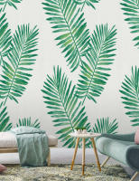 Peel and Stick Wallpaper Self-Adhesive Removable Wallpaper Decorative Wall Covering Green Palm Leaf Easy to Clean for Home Decor - details 0