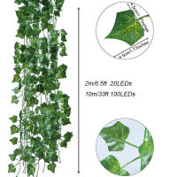 Guirnalda de plantas de hoja de hiedra Artificial verde, guirnalda de luces de vid, follaje falso, flores para el hogar, cocina, jardín, oficina, boda, decoración de pared - details 1