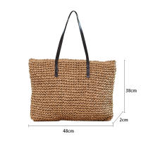 Bolso de playa de verano para mujer bolso de ratán tejido hecho a mano paja de gran capacidad bolso de hombro de cuero para mujer nuevo bohemio - details 31