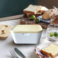 Tapa de plato de mantequilla, contenedor de mantequilla cubierto de plástico, plato de almacenamiento de mantequilla de cocina resistente al calor para encimera y refrigerador - details 0