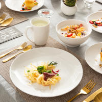 Juego de vajilla de porcelana de cerámica blanca, vajilla con cena, plato de postre, tazón, juego de tazas, 16 piezas - details 5