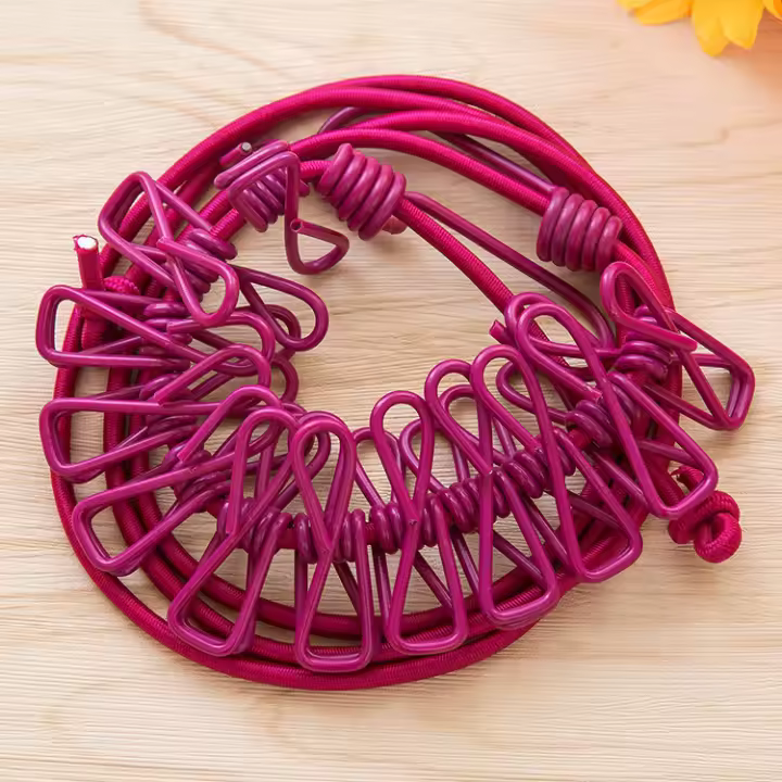 Tendedero portátil con 12 Clips, perchas retráctiles a prueba de viento, línea de ropa, suministros de viaje, 1,8 m - 1