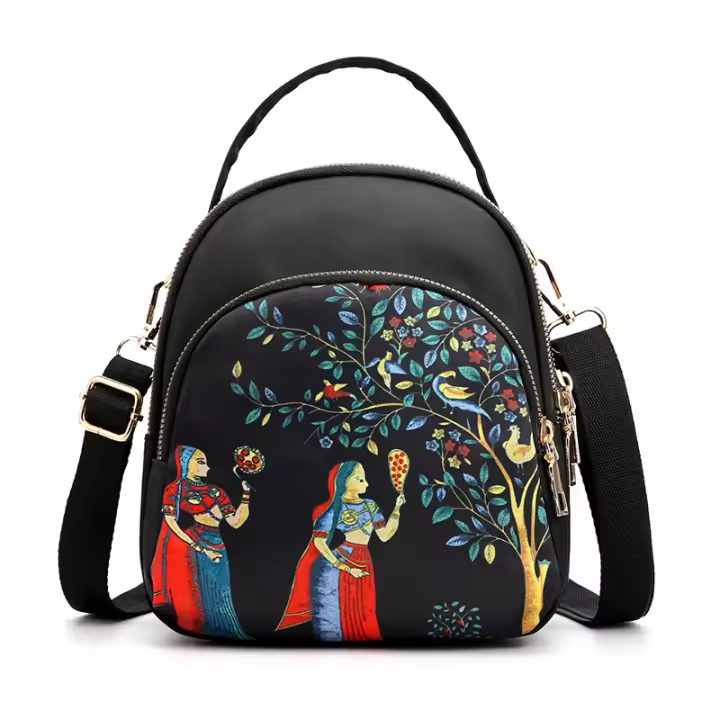 Mochila con estampado de moda para mujer, bolso cruzado de nailon de gran capacidad, multicapa, mochilas escolares, mochila de viaje impermeable - 1