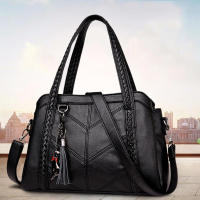 Bolso de mano con colgante de lujo para mujer, bandolera de cuero PU, de gran capacidad, con asa - details 6