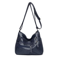 Bolso de hombro Vintage para mujer, bandolera de cuero PU lavado, multifunción, gran capacidad - details 9