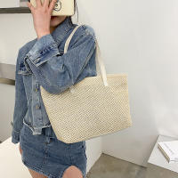 Bolso de paja tejido de gran capacidad para mujer, bolsa de mimbre hecha a mano, bolso de playa, bolso de hombro de paja para vacaciones - details 11