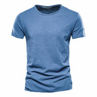 Camiseta para Hombres AIOPESON 100% Algodón Suave Fitness Verano Delgada Ropa de Casa Cuello Redondo Manga Corta Camiseta Sólida para Hombres - details 21