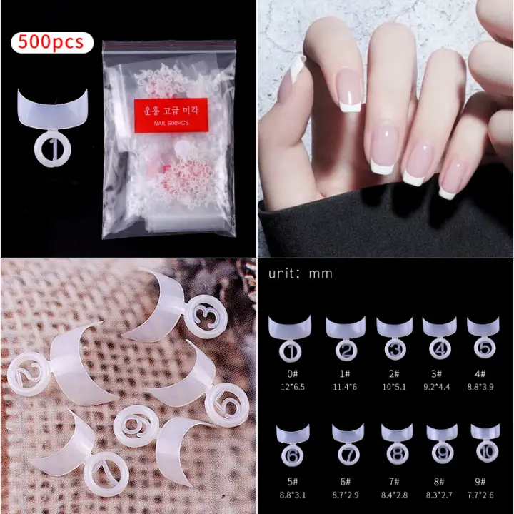 Puntas de Uñas Falsas 500Pcs Smiley Francés Naturales Transparentes para Extensiones de Uñas Gel UV y Acrílicas Acabado Brillante Producto Dangeroso Normal - 1