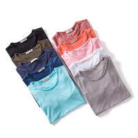 Camiseta para Hombres AIOPESON 100% Algodón Suave Fitness Verano Delgada Ropa de Casa Cuello Redondo Manga Corta Camiseta Sólida para Hombres - details 1
