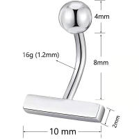 Starbeautity-Anillo de ombligo pequeño para mujer, piercing de ombligo rectangular de titanio, joyería corporal, 18g, 6-12mm, 1 ud. - details 2