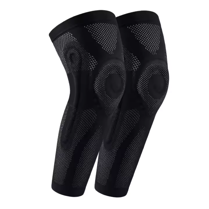 Rodillera deportiva para alargar las piernas, tejido transpirable, compresión antideslizante, engrosado soporte con anillo de silicona, 1 par - 1