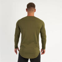 Letter Printed Men's Autumn Youth Loose Fitting Fitness Long Sleeved T-shirt with Round Neck Sports Personality Trend Top - details 7