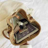 Bolso de paja con cordón para mujer, tejida a mano bandolera de hombro, monedero de compras, bolsos de playa, Verano - details 21