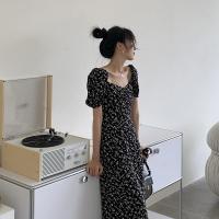 Vestido francés de verano con cuello cuadrado para mujer - details 6