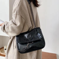Bolso cruzado de cuero PU para mujer, Cartera de hombro, bolso de mano, bandolera con cadena, bolsillo negro - details 5