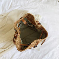 Bolso de paja con cordón para mujer, tejida a mano bandolera de hombro, monedero de compras, bolsos de playa, Verano - details 27