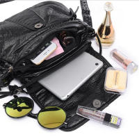 Bolso de mensajero pequeño negro para mujer, bolso cruzado de cuero PU suave lavado, monederos femeninos - details 26