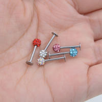 Pendiente de acero quirúrgico de 2 piezas para labio, Piercing Labret de circón para labio, cartílago de la oreja, Tragus Helix, joyería encantadora de moda - details 3