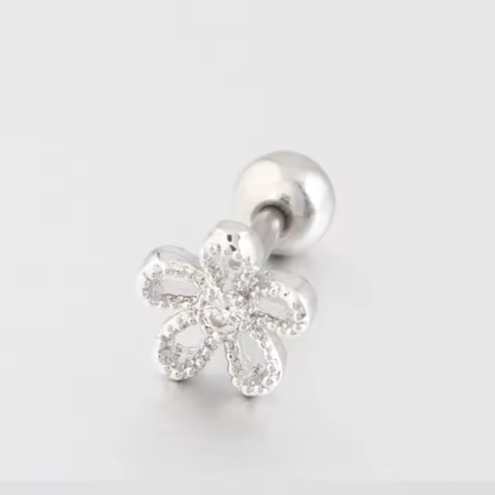 316L Acero quirúrgico 1,2*6mm bar flor hélice piercing tragus de oreja bar cartílago pendiente joyas de moda para perforar mujeres chica - 1