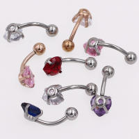 Gema de circonita 3A, anillos de cristal con forma de corazón para el ombligo, joyería corporal de acero quirúrgico, piercing para el ombligo, 1 ud. - details 5