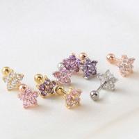 Pendiente de tuerca de cristal para cartílago, Piercing de oreja Tragus Helix, parte superior, Labret, joyería para el cuerpo, Flor de Oro rosa, nuevo, 2 piezas, 2023 - details 2