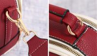 Bolso de hombro con costuras para mujer, bandolera de cuero PU, de lujo, con cadenas cuadradas, a la moda - details 15
