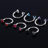 2 piezas 16g de piedra de circón nariz labio eyebone anillos 1,2*8*3mm en forma de c de acero inoxidable nariz labio eyebone unir cuerpo joyería de las mujeres de los hombres - details 3