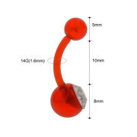 Anillo de botón de Bola de acrílico brillante, 2 piezas, 14G, 1,6x10mm, piercing de Ombligo de cristal, estilo indio - details 1