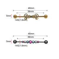 14G * 1,6*38mm colorido cz barbell industrial Hélix cartílago de oreja-piercing conch pendiente de barra pendientes joyas de cuerpo - details 3
