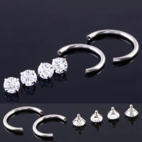 2 piezas 16g de piedra de circón nariz labio eyebone anillos 1,2*8*3mm en forma de c de acero inoxidable nariz labio eyebone unir cuerpo joyería de las mujeres de los hombres - details 5