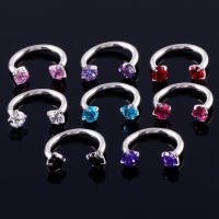 2 piezas 16g de piedra de circón nariz labio eyebone anillos 1,2*8*3mm en forma de c de acero inoxidable nariz labio eyebone unir cuerpo joyería de las mujeres de los hombres - details 1