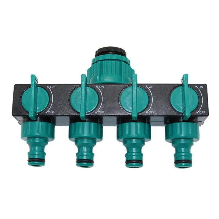 Divisores de manguera de 4 vías, conectores de tubería de agua de riego automático de jardín, rosca hembra estándar europea de 1 "a 3/4" a 1/2 ", 1 unidad - 1