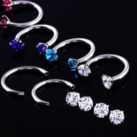 2 piezas 16g de piedra de circón nariz labio eyebone anillos 1,2*8*3mm en forma de c de acero inoxidable nariz labio eyebone unir cuerpo joyería de las mujeres de los hombres - details 2