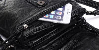 Bolso de mensajero pequeño negro para mujer, bolso cruzado de cuero PU suave lavado, monederos femeninos - details 24